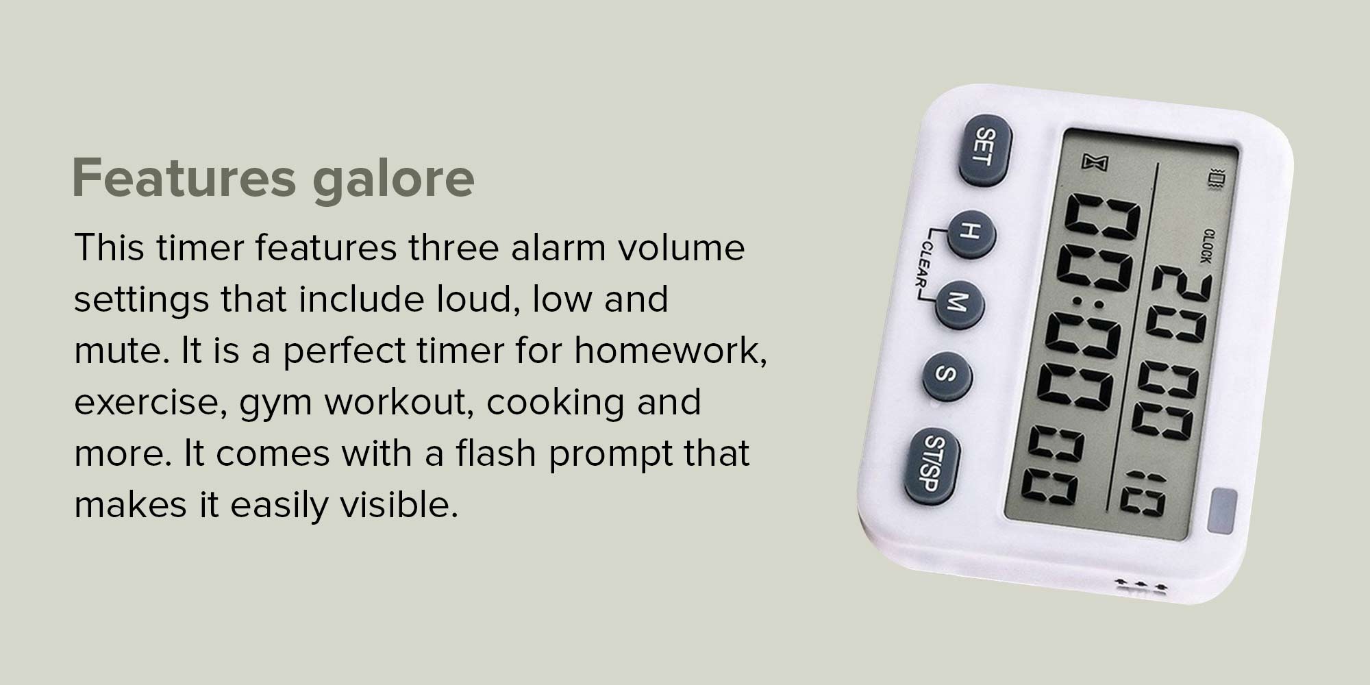 Double Screen Circular Timer White/Grey 8.4x6.5x1.9cm