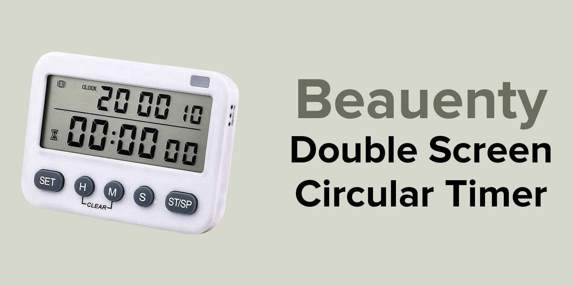Double Screen Circular Timer White/Grey 8.4x6.5x1.9cm