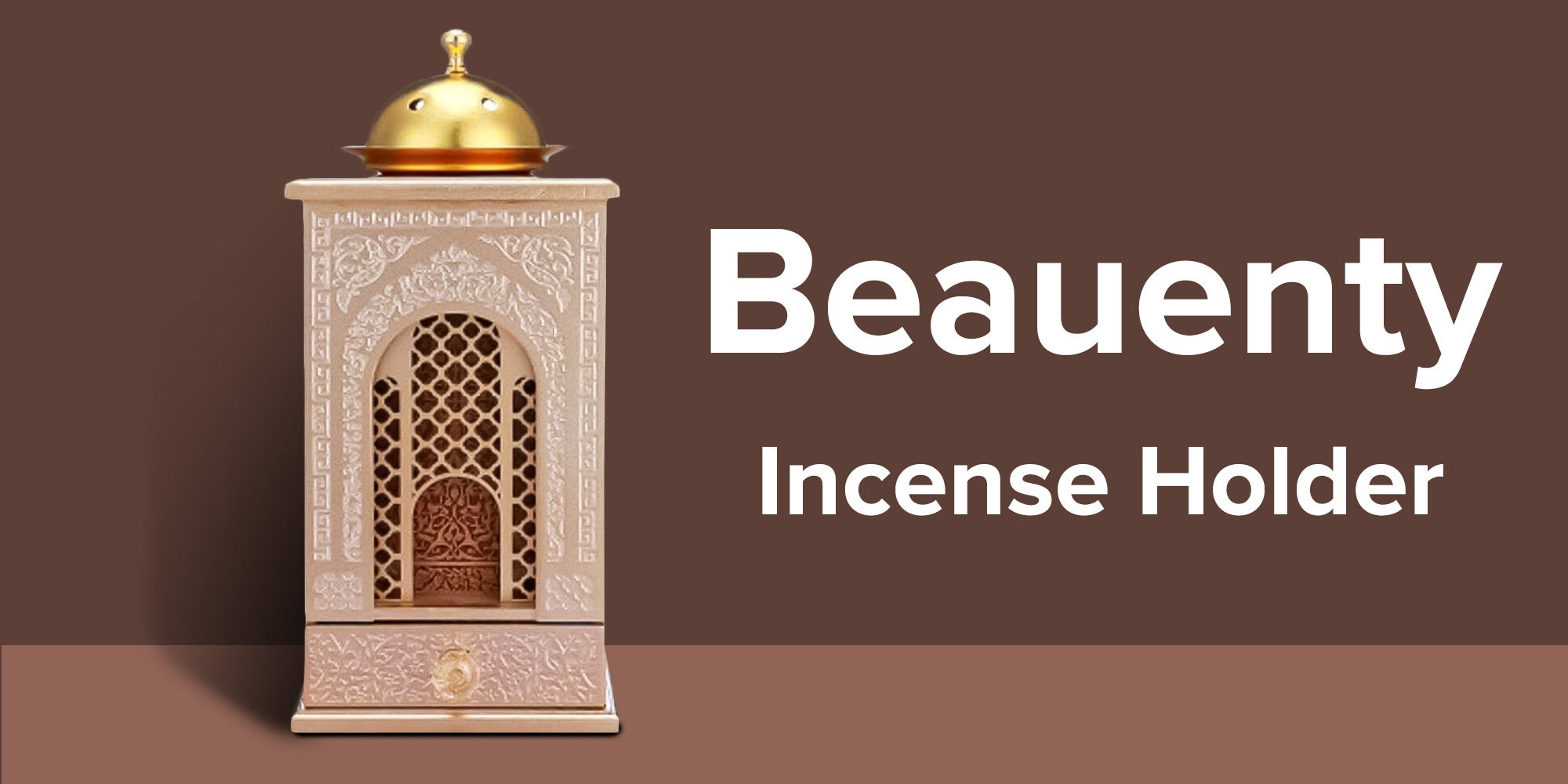 Incense Holder Beige/Pink/Gold 12x24cm