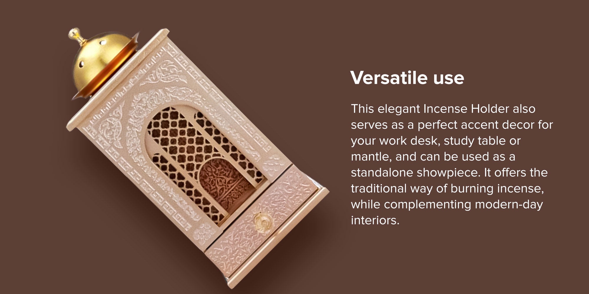 Incense Holder Beige/Pink/Gold 12x24cm