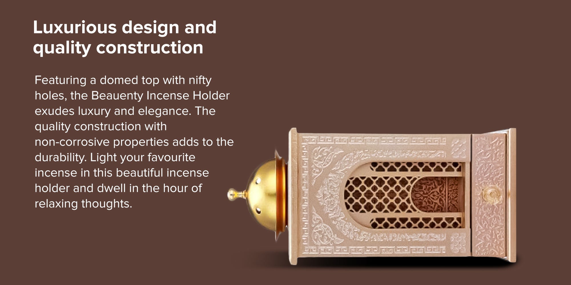 Incense Holder Beige/Pink/Gold 12x24cm