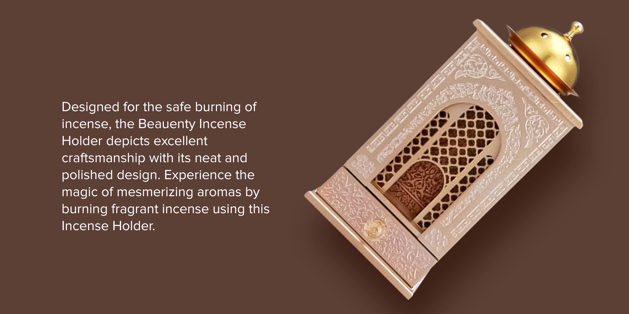 Incense Holder Beige/Pink/Gold 12x24cm