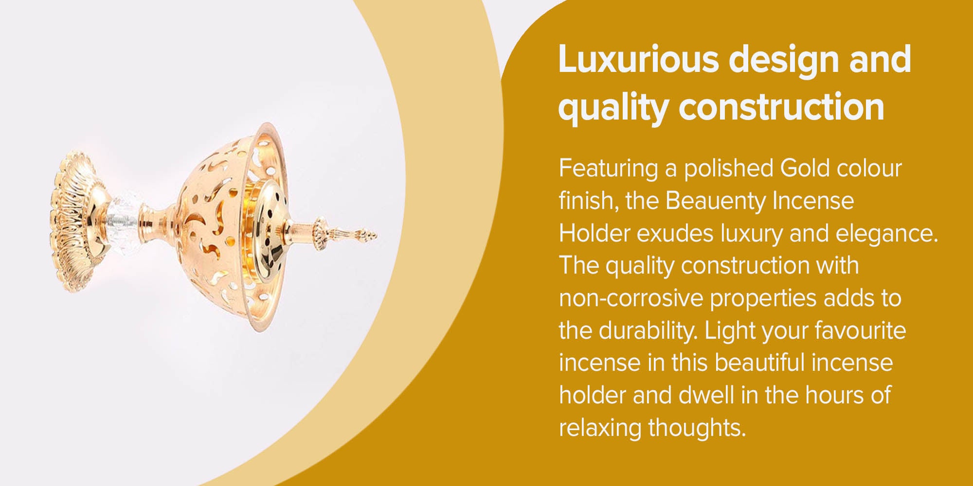 Incense Holder Gold 16x8cm
