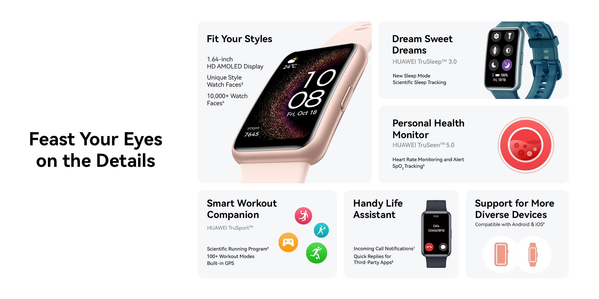 WATCH FIT Special Edition Smart Watch, 1.64-inch HD AMOLED Display, Built-in GPS, Scientific Sleep Tracking, Quick Replies for Third-Party Apps, Compatible with Android & iOS Devices, Nebula Pink