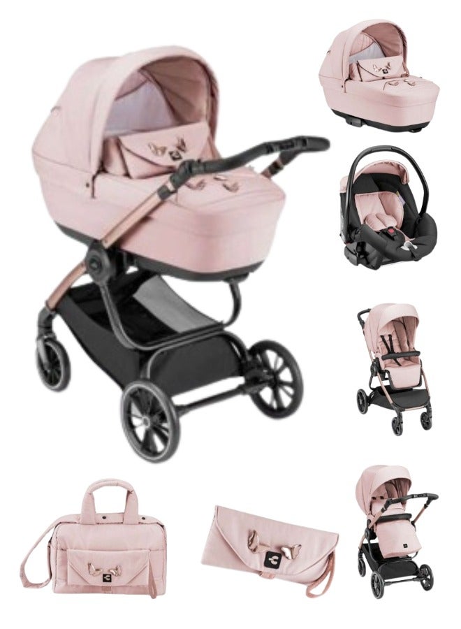 Baby Travel System, Compact And Lightweight Baby  Travel System, Very Spacious, From 0 To 4 Years Old, 22 Kg, Rocking Function, Made In Italy, Aluminium Frame