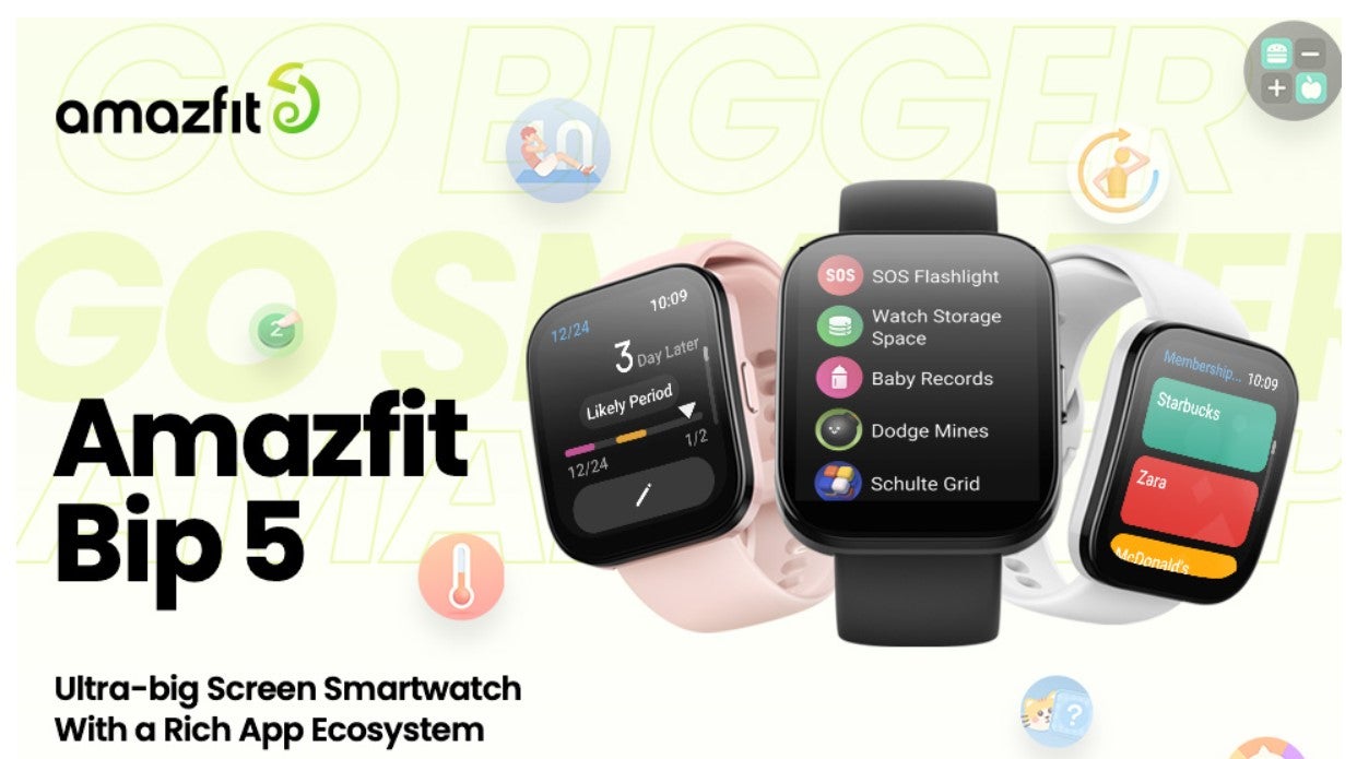 Bip 5 Smart Watch Ultra Large Screen, Bluetooth Calling, Alexa Built-In, GPS Tracking, 10-Day Long Battery Life, Health Fitness Tracker With Heart Rate, Blood Oxygen Monitoring Pink