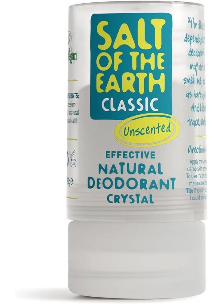 Salt of the Earth Crystal Classic Deodorant Natural Crystal Deodorant Effective Fragrance Free Vegan Not Tested on Animals - Suitable for Women, Men and Children - 90 g