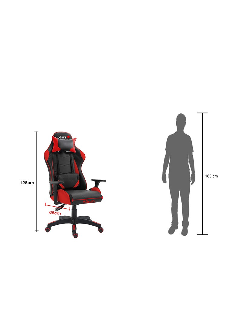 Mahmayi High-Back Height Adjustable Gaming Chair with Ergonomic Swivel & Tilt Tension Adjustment - Red