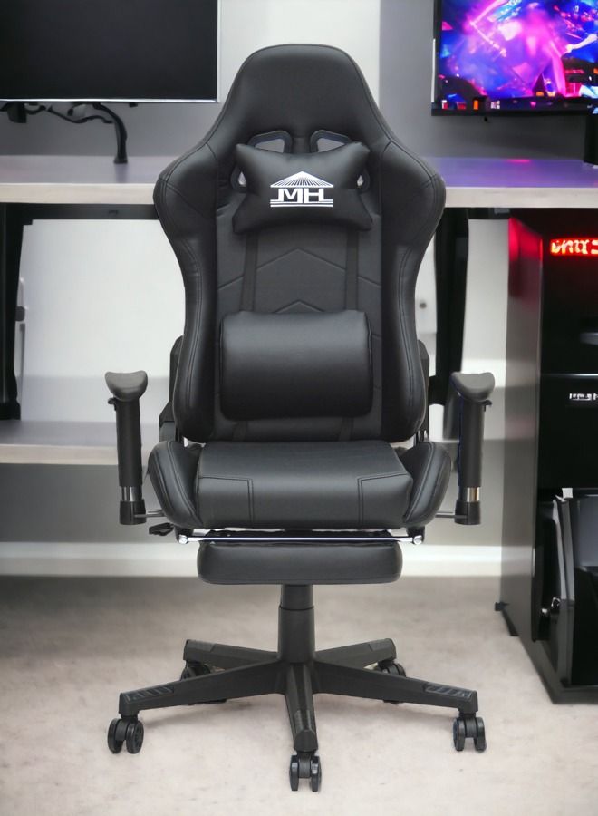 Best Executive Video Computer Gaming Chair With Fully Reclining Foot Rest And Soft Leather (8887RJ-BLACK)