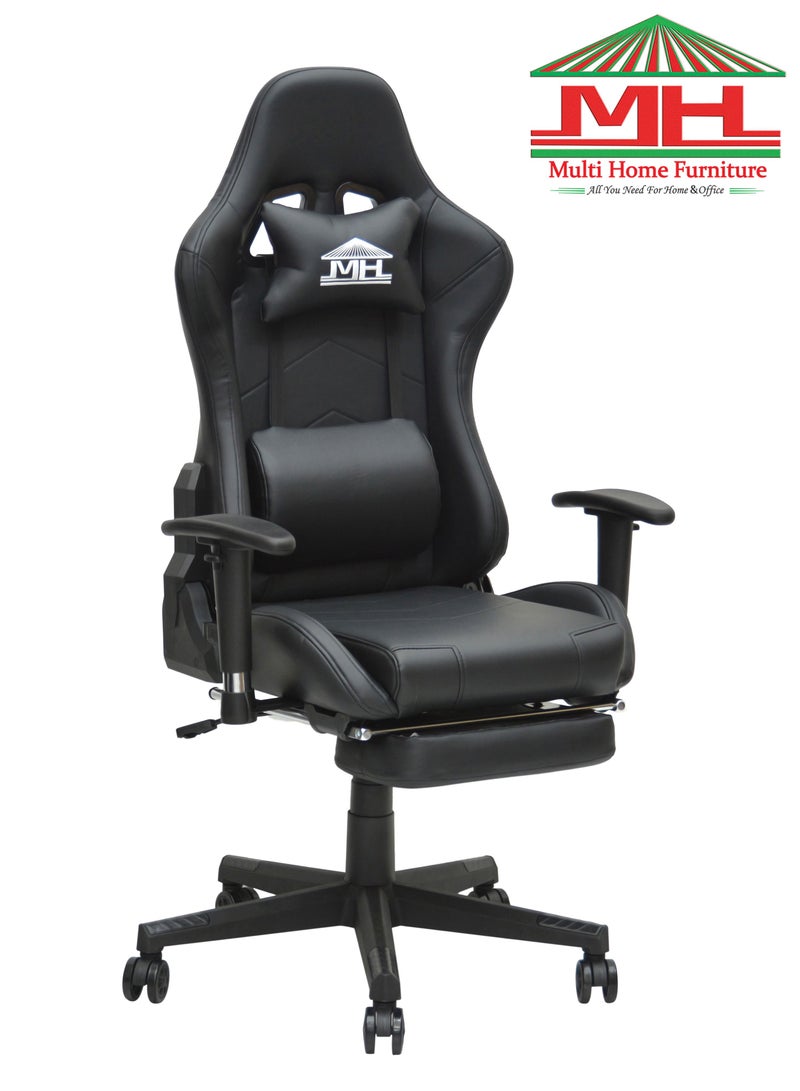 Best Executive Video Computer Gaming Chair With Fully Reclining Foot Rest And Soft Leather (8887RJ-BLACK)