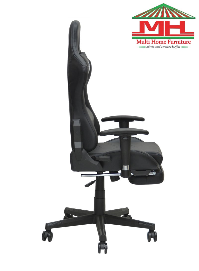 Best Executive Video Computer Gaming Chair With Fully Reclining Foot Rest And Soft Leather (8887RJ-BLACK)