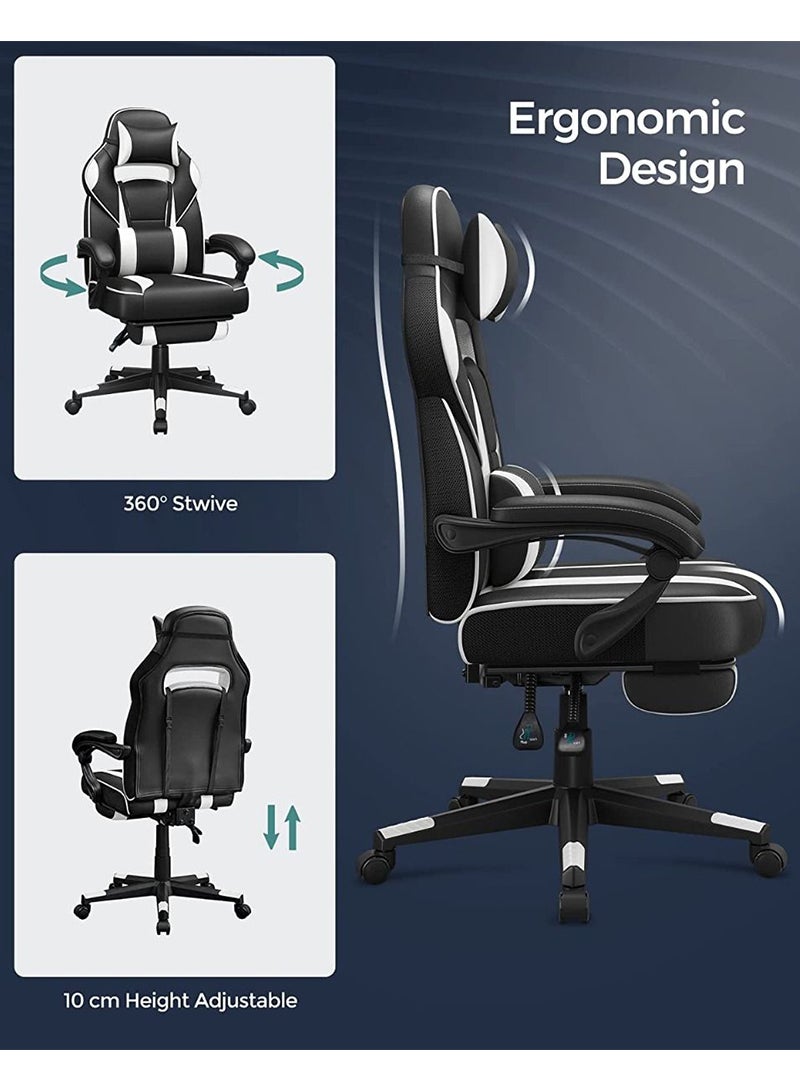 SONGMICS Black and White OBG73BW Advanced Gaming Chairs for Playstation, Office, Gaming Station, Home, Study Room