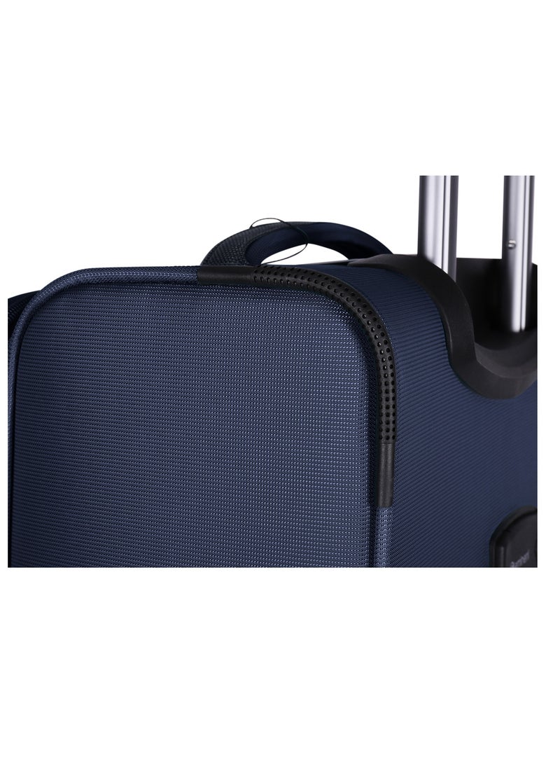 Unisex Soft Travel Bag Large Luggage Trolley Polyester Lightweight Expandable 4 Double Spinner Wheeled Suitcase with 3 Digit TSA lock E765SZ Blue