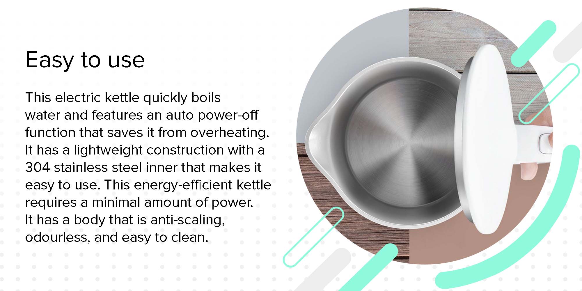 Automatic Power-Off Electric Kettle White