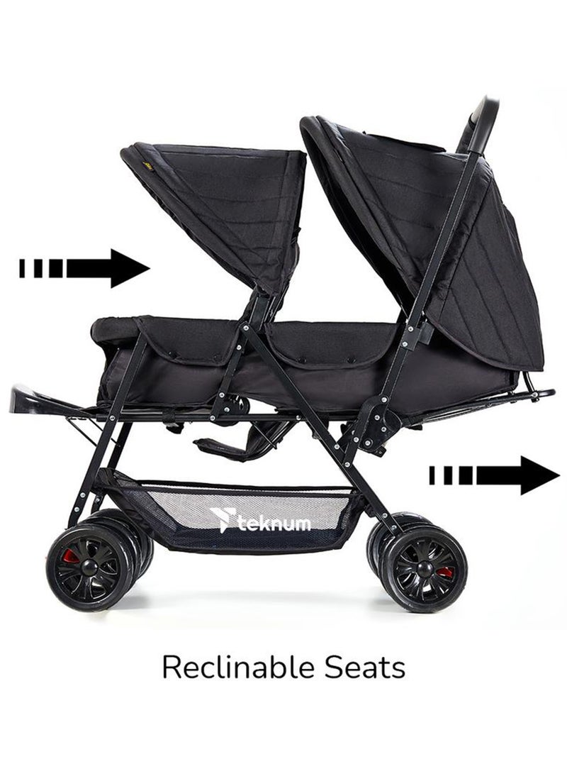 Double Baby Stroller Pram - Black