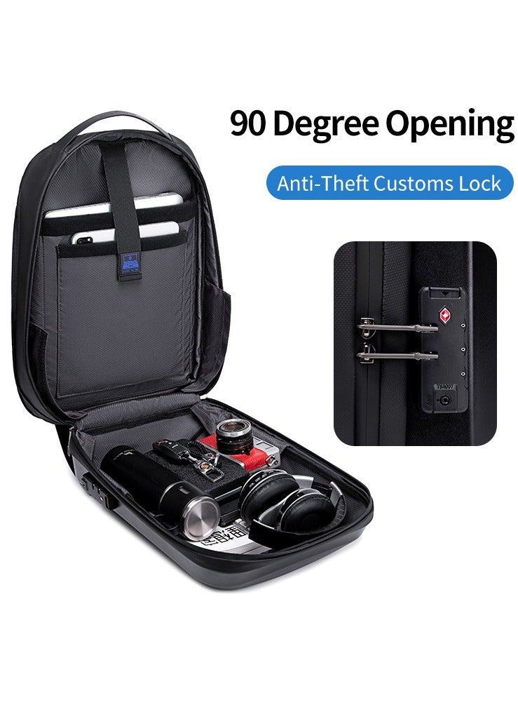 Anti Theft Business Laptop Backpack Waterproof Expandable Hard Shell Backpack with USB Charging Port and TSA Lock for Men and Women B00487 Black