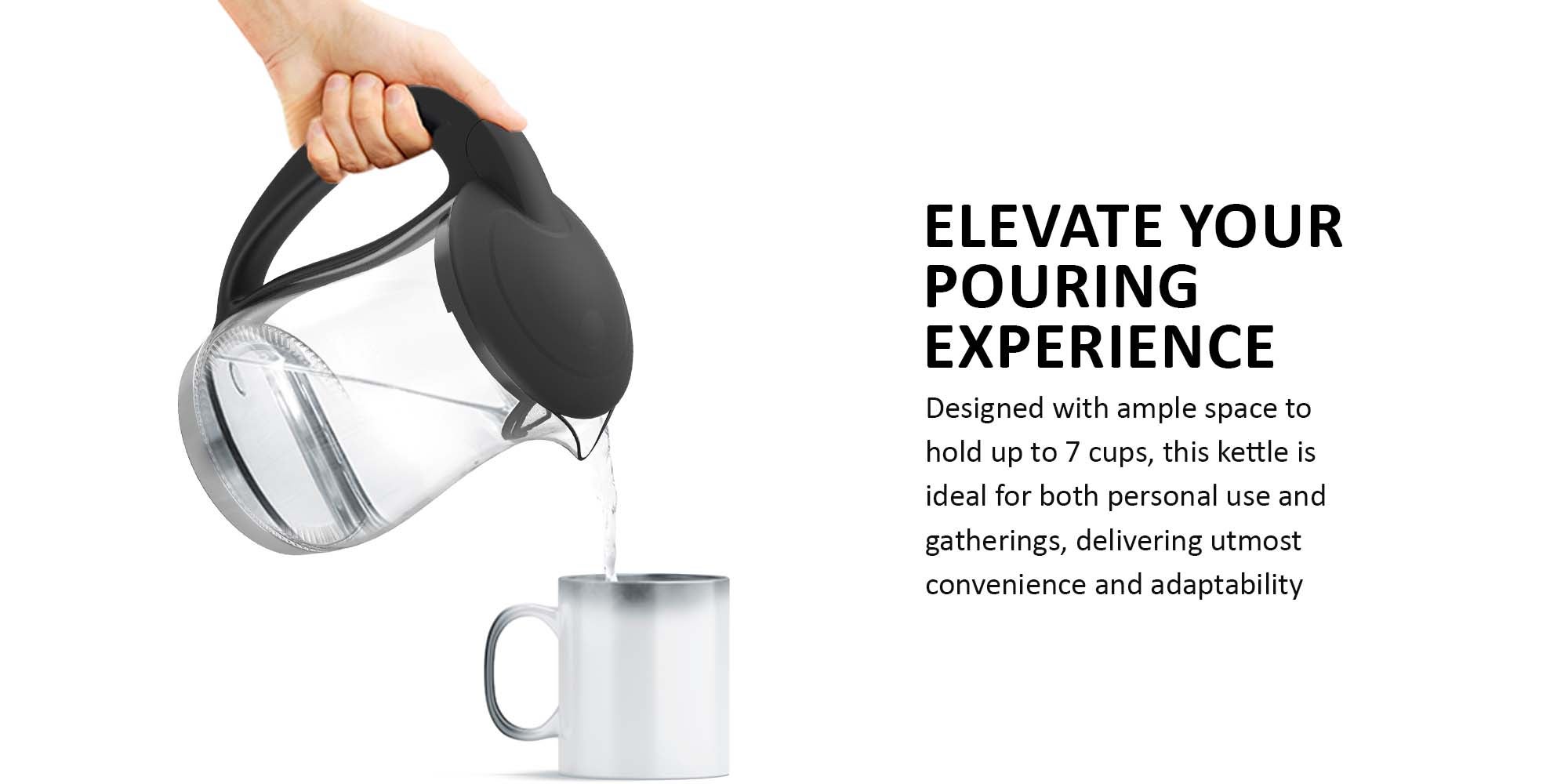 Electric Glass Kettle, Led Indicator, Auto Shut Off, Cord Storage, 360° Rotating Base, Sleek Design, Anti-Slip Feet, Detachable Filter, Quick Boiling, For Home And Office Use 1.7 L 2200 W NK323GX Black/Clear