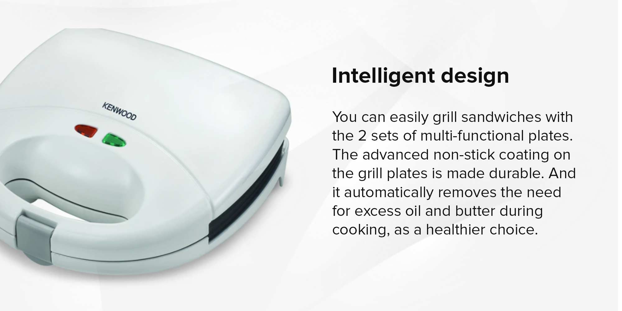 Sandwich Maker, 2 in 1, Grill, 2 Multi functional Plates, Non Stick, 750 W SMP01.A0WH White