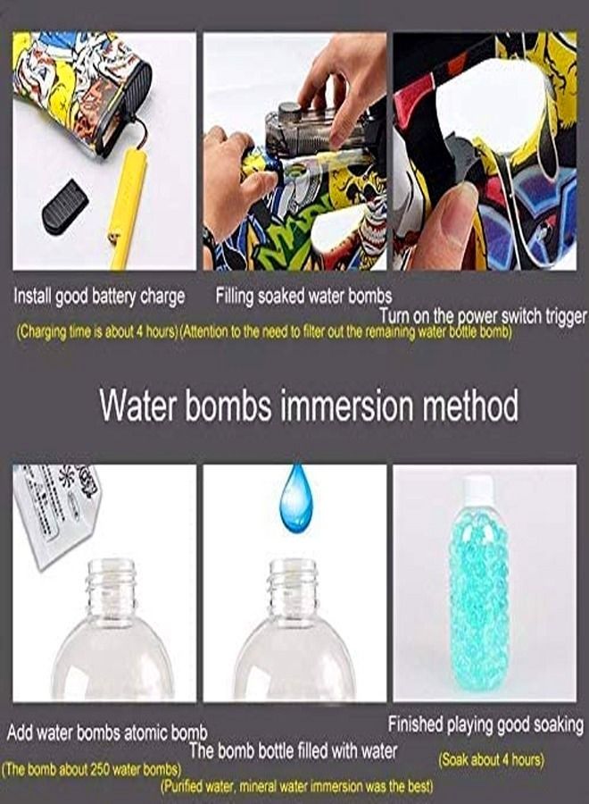 P90 Shape Graffiti Edition Assault Rifle Electric Automatic Hydrogel Balls Blaster Water Pallet Gun Gel Balls Gun Scope and Silencer for Outdoor Activity