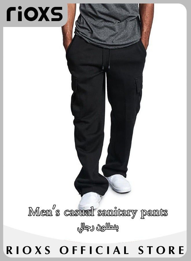 Mens Sports Loose Pant Casual Cargo Sweatpant Running Jogging Athletic Workout Trouser With Multiple Pockets