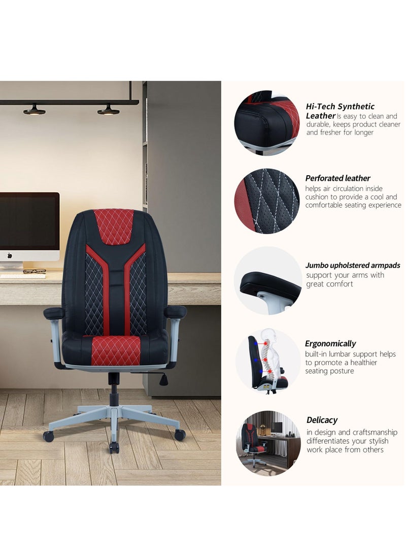 Gaming Chair 4 Way Adjustable Air Cushion Executive Office Home Chair PU Leather High Back Computer Chair Comfortable Arm Set Heavy Duty Gaming Chair