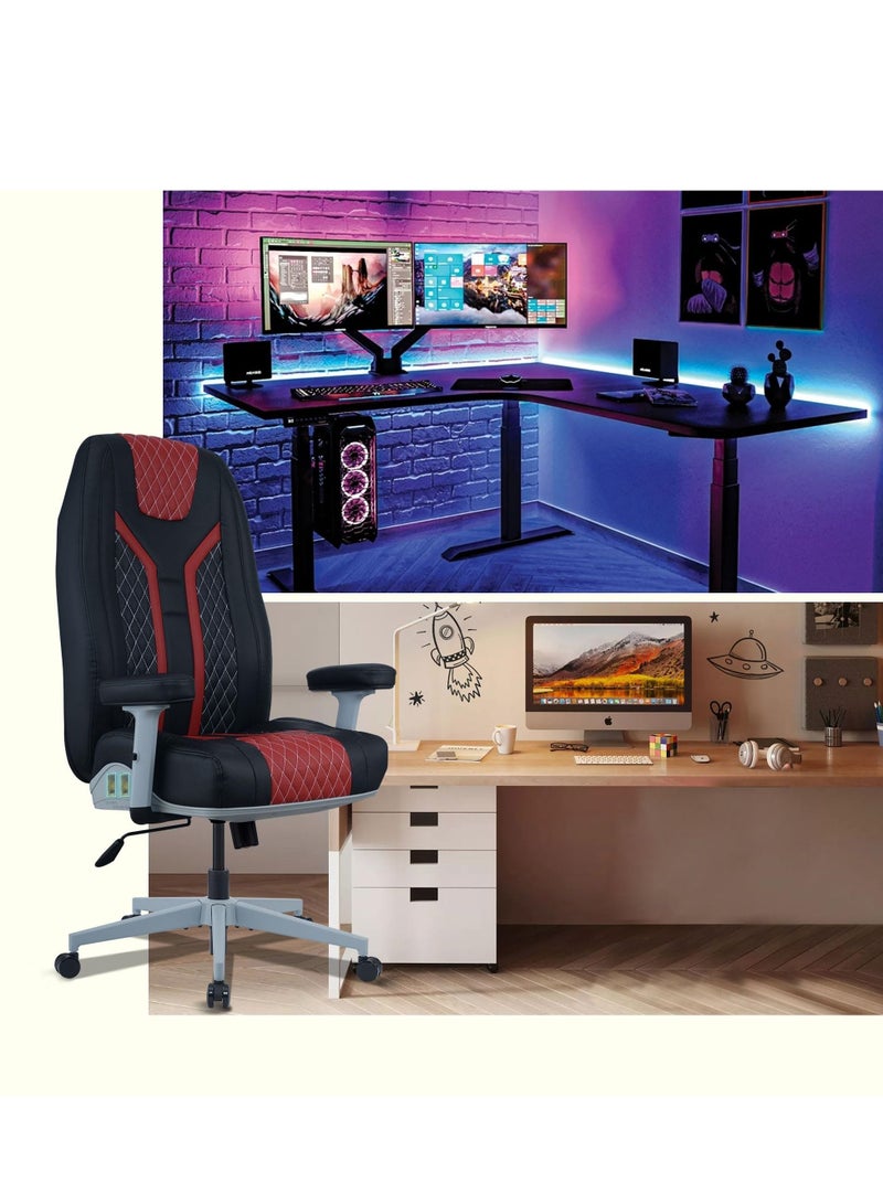 Gaming Chair 4 Way Adjustable Air Cushion Executive Office Home Chair PU Leather High Back Computer Chair Comfortable Arm Set Heavy Duty Gaming Chair