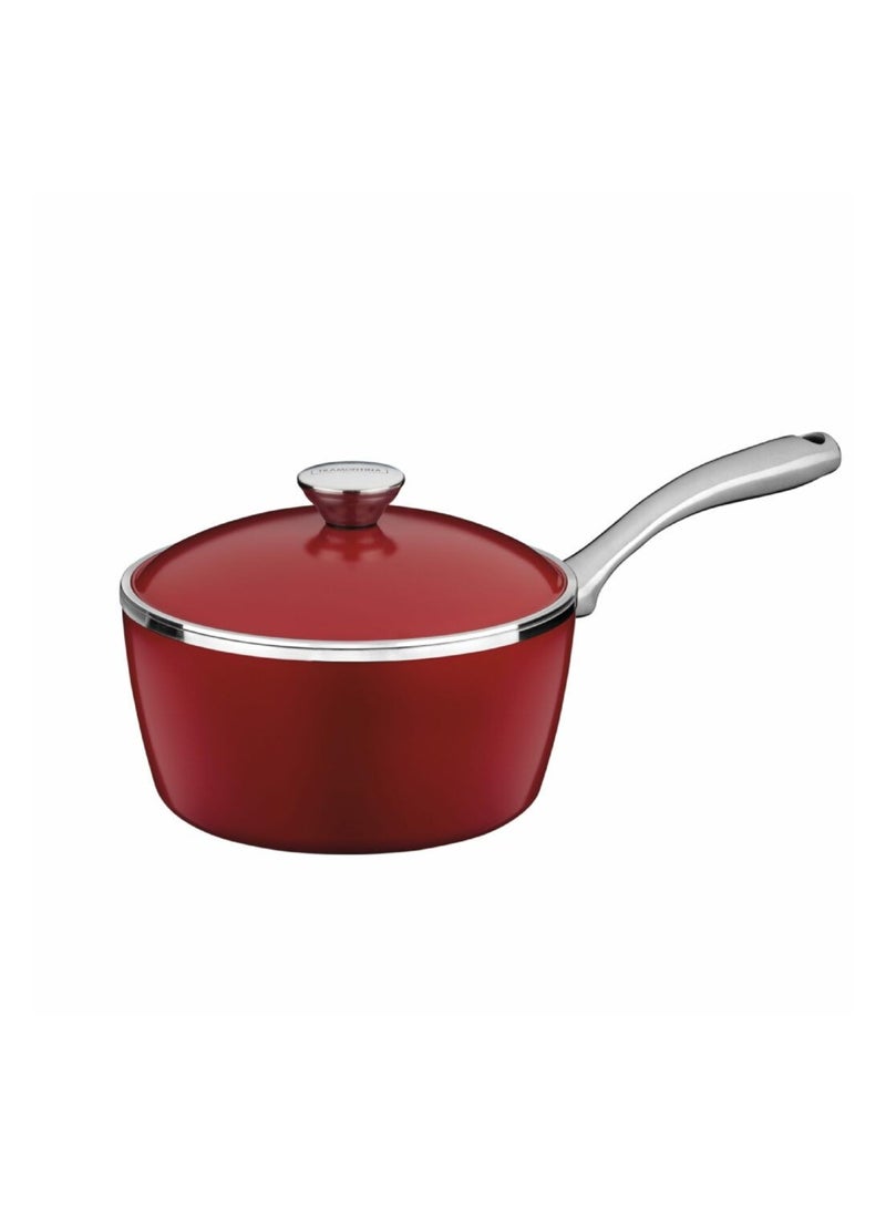 Since 1911,Made in Brazil- Lyon 20cm 2.8L Red Forged Aluminum Saucepan with Interior Starflon High Performance PFOA Free Nonstick Coating