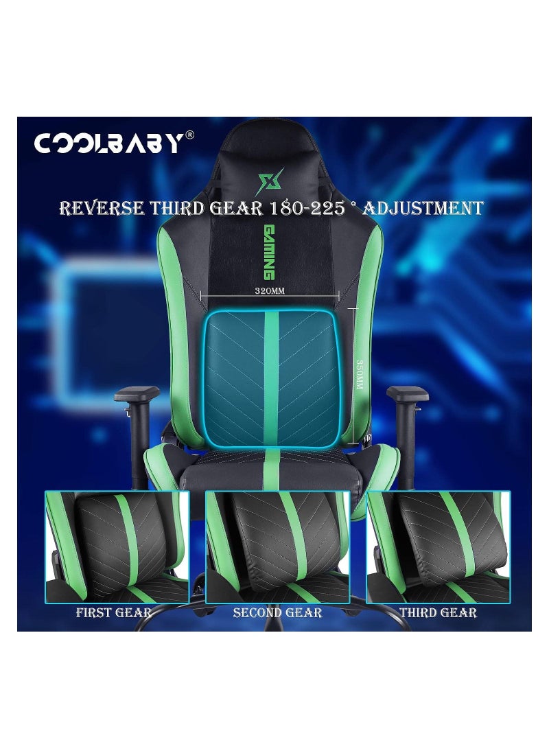 Gaming Chair Ergonomic Office Chair,180° Recliner System,2D Adjustable Arm-Rest With Three-gear Backrest Adjustment Green