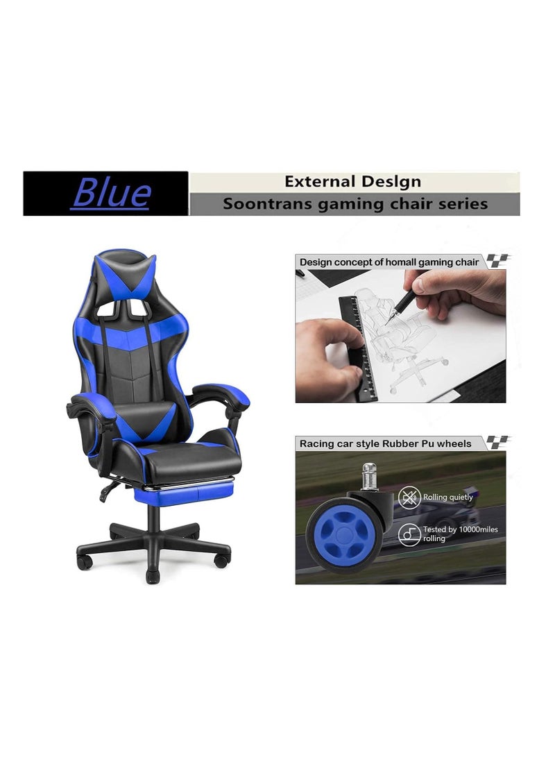 Gaming Chair Racing Style Office Chair Adjustable High Back Ergonomic Computer Desk Chair with Retractable Arms and Footrest