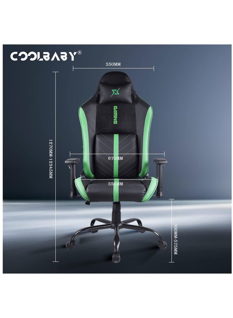 Gaming Chair Ergonomic Office Chair 180° Recliner System 2D Adjustable Arm-Rest With Three-gear Backrest Adjustment