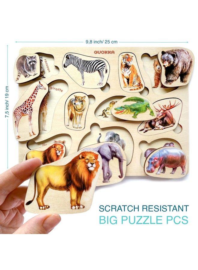 Wooden Puzzles For Toddlers 13 3 Toddler Puzzles Ages 24 By Quokka Montessori Animal Toy Puzzles For Kids Ages 35 Year Old Wood Toy Learning Realistic Animals For Boy And Girl