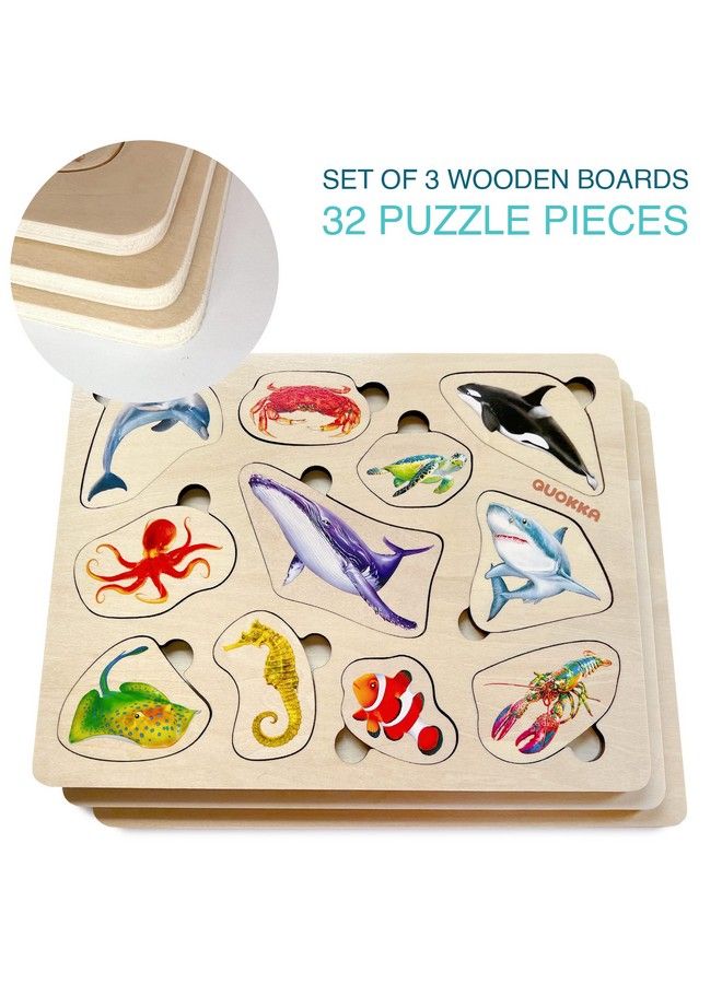 Wooden Puzzles For Toddlers 13 3 Toddler Puzzles Ages 24 By Quokka Montessori Animal Toy Puzzles For Kids Ages 35 Year Old Wood Toy Learning Realistic Animals For Boy And Girl