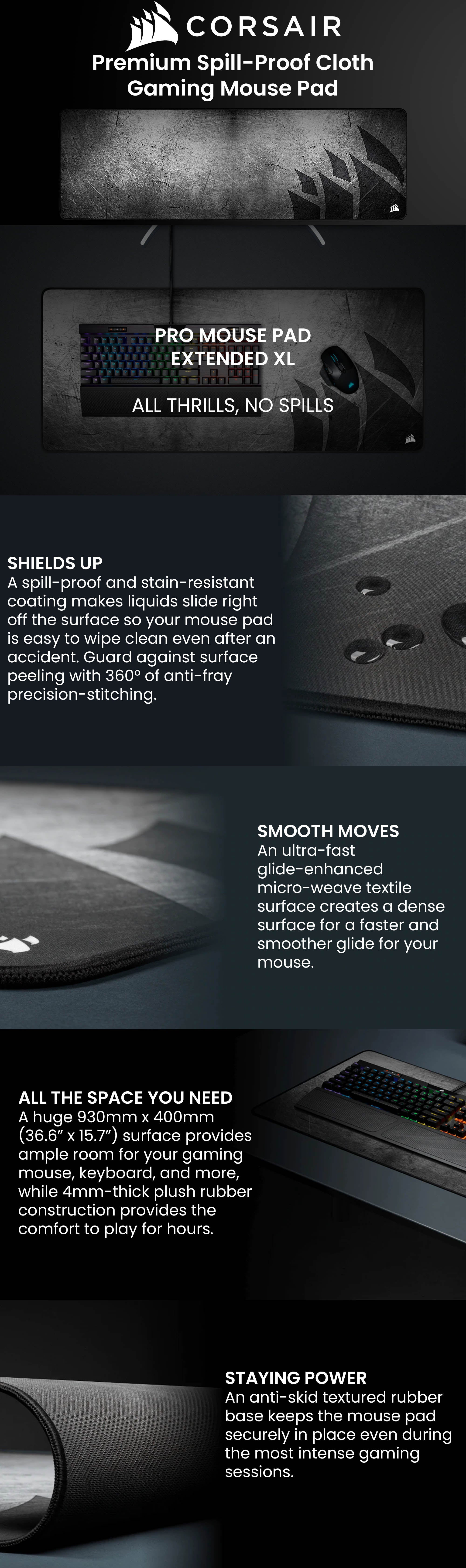 Premium Spill-Proof Cloth Gaming Mouse Pad