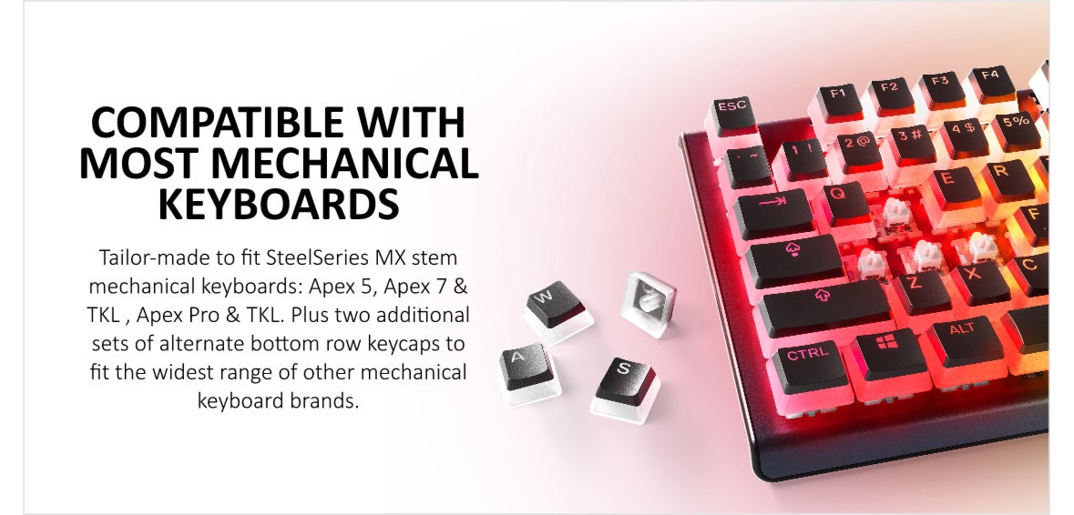 PrismCaps – Double Shot Pudding-style Keycaps – Durable PBT Thermoplastic – Compatible with Most Mechanical Keyboards – MX Stems – Black (US Layout)