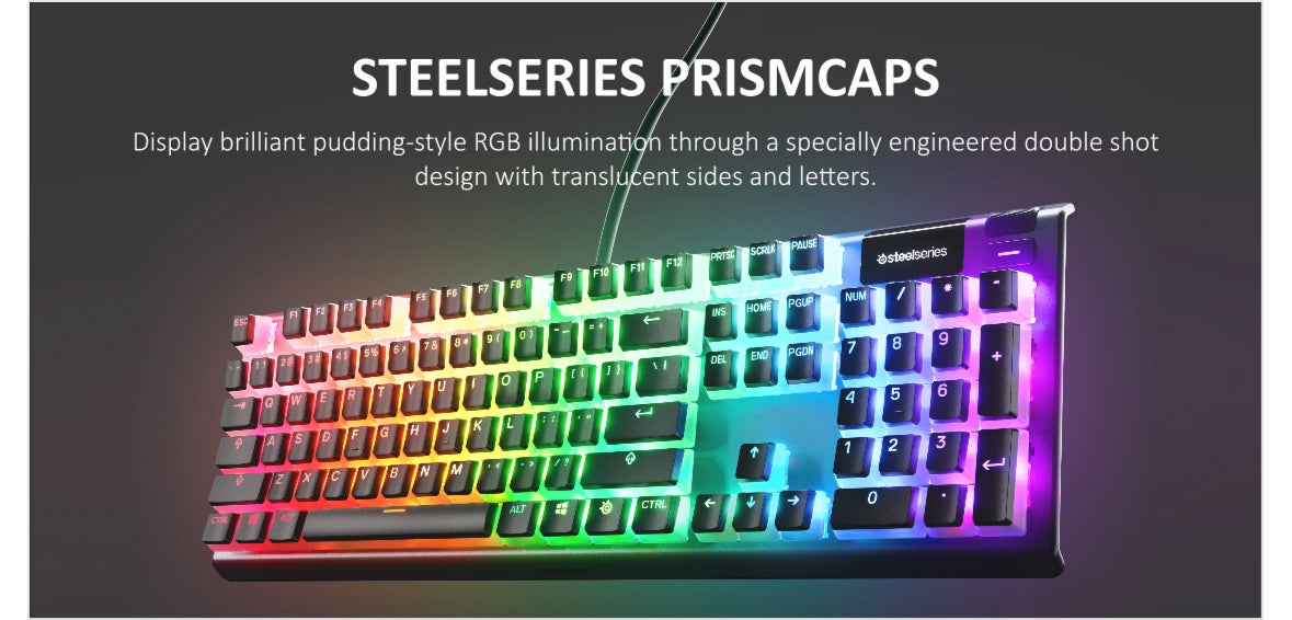 PrismCaps – Double Shot Pudding-style Keycaps – Durable PBT Thermoplastic – Compatible with Most Mechanical Keyboards – MX Stems – Black (US Layout)