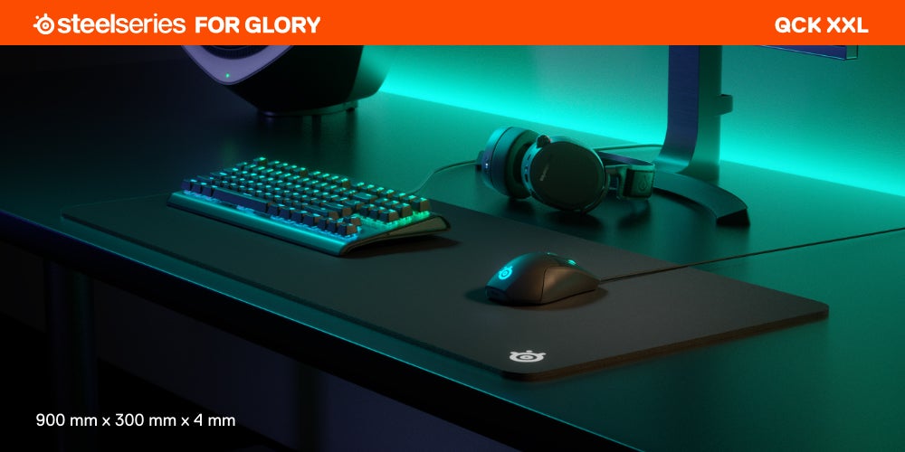 QcK XXL Cloth Gaming Mouse Pad - Extra Thick Non-Slip Rubber Base - Exclusive Micro-Woven Surface - Optimized for Gaming Sensors - Maximum Control
