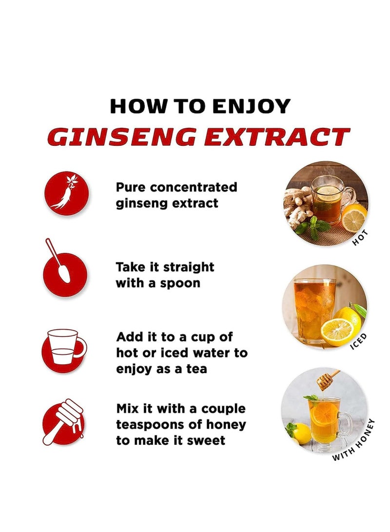 Korean 100% Pure Red Ginseng Extract Gold, 6 Years Grown , Enhance level of immunity, relieves fatigue , support cardiovascular health, zero sugar , 120g , 1g per serving  1 to 3 times daily.