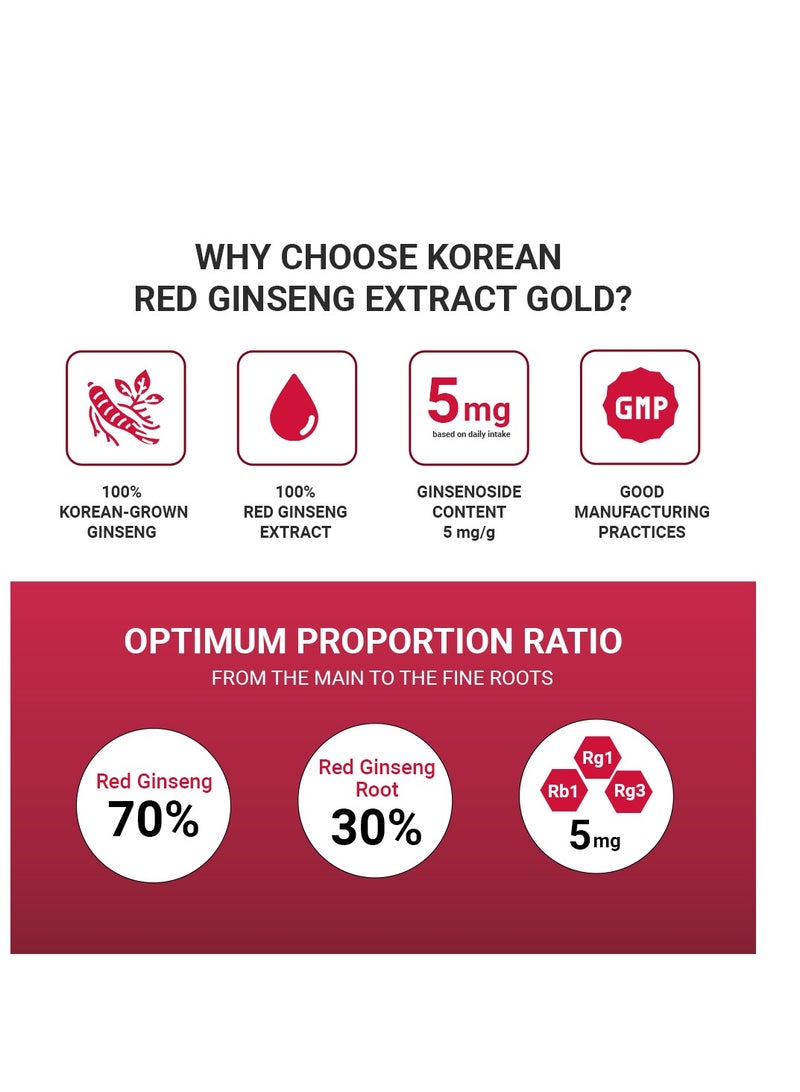 Korean 100% Pure Red Ginseng Extract Gold, 6 Years Grown , Enhance level of immunity, relieves fatigue , support cardiovascular health, zero sugar , 120g , 1g per serving  1 to 3 times daily.