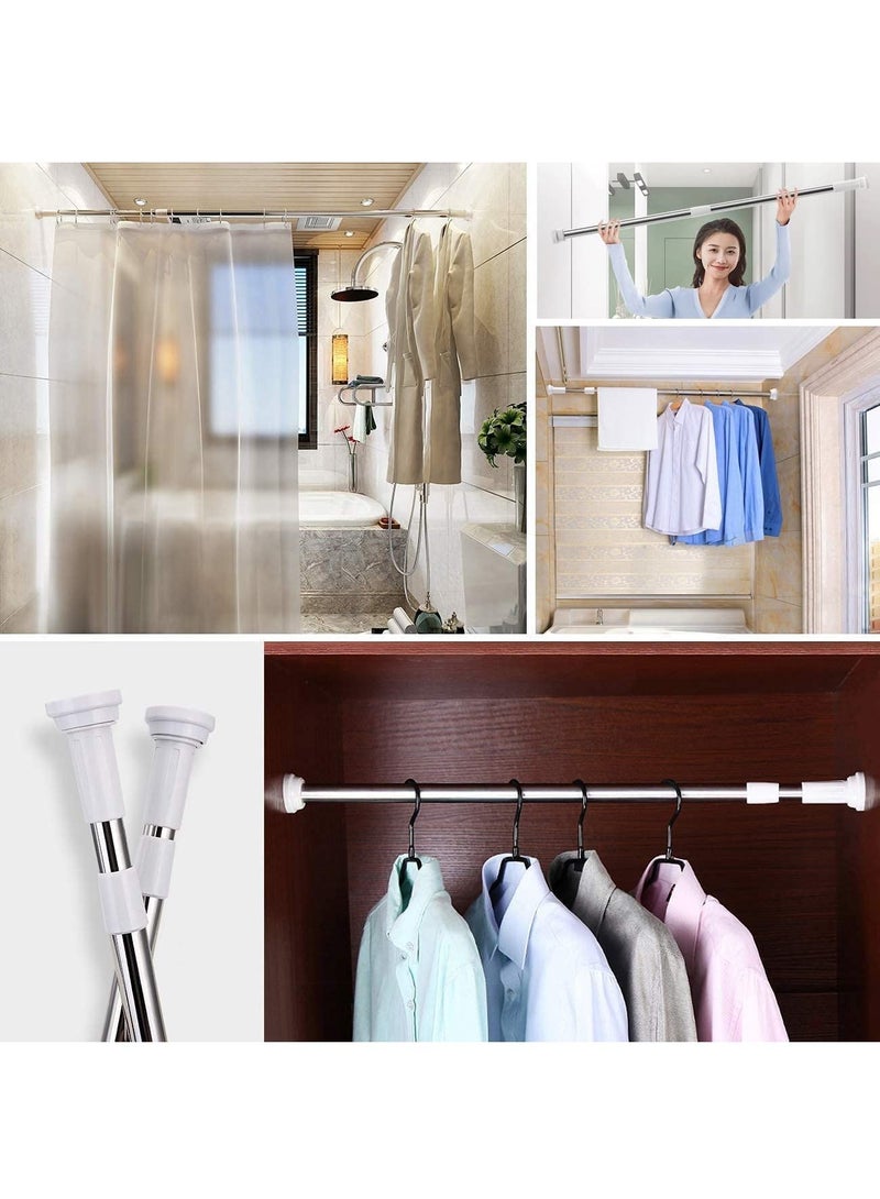 Shower Curtain Rod Adjustable 90-160cm Extendable Length Telescopic Tension Bar Stainless Steel No Drill Type for Bathroom Shower Bathtub Cabinets Balcony (90cm to 160cm)