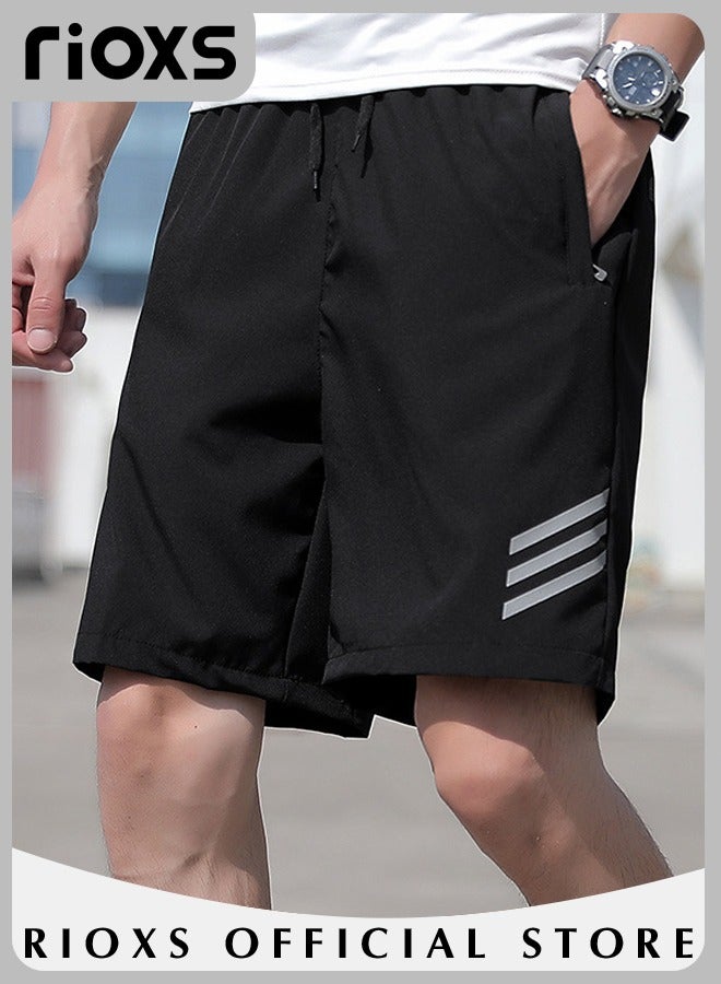 Men's Running Shorts, Athleisure Unlined Shorts, Athletic Lightweight Shorts, Breathable Quick-Drying Fitness Short Pants with Zippered Pockets, Moisture-Wicking Sports Shorts For Men, Comfzy Shorts For Exercises/ Daily Wear