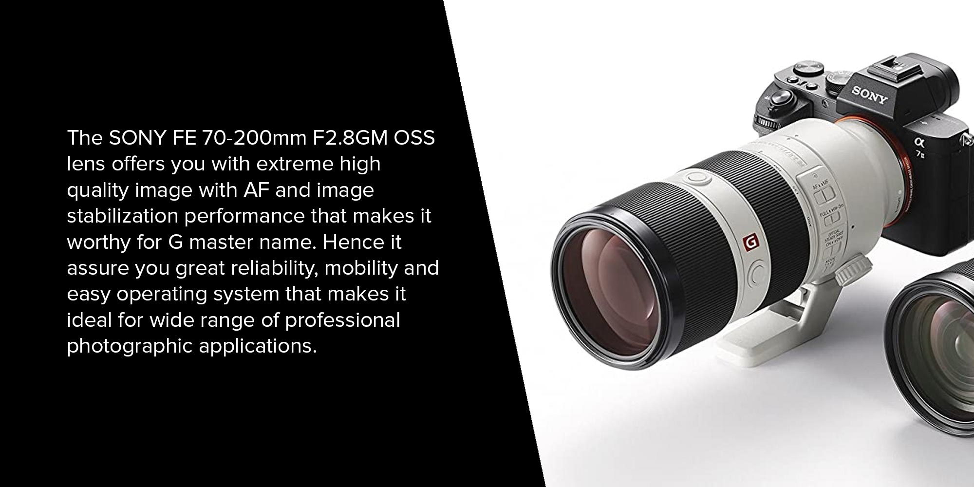 FE 70-200 mm F2.8 GM, G Master Camera Lens, SEL70200GM, Off-White Black/White