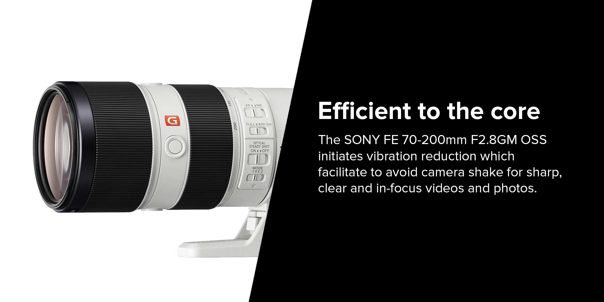 FE 70-200 mm F2.8 GM, G Master Camera Lens, SEL70200GM, Off-White Black/White