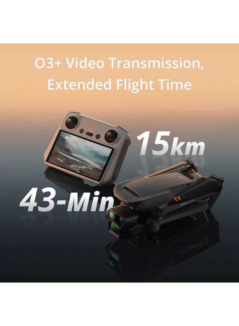 Mavic 3 Pro With RC, Flagship Triple-Camera Drone With Hasselblad Camera, 43-Min Flight Time, 15km HD Video Transmission, MOIAT Certified - UAE Version With Official Warranty Support