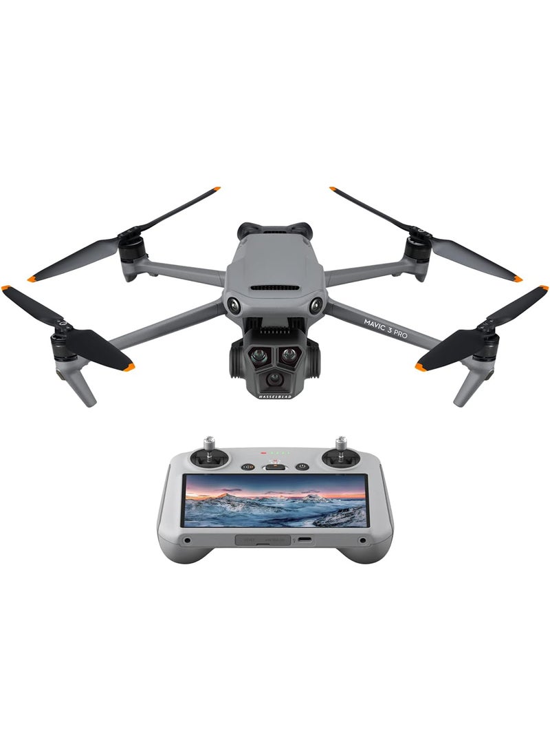 Mavic 3 Pro With RC, Flagship Triple-Camera Drone With Hasselblad Camera, 43-Min Flight Time, 15km HD Video Transmission, MOIAT Certified - UAE Version With Official Warranty Support