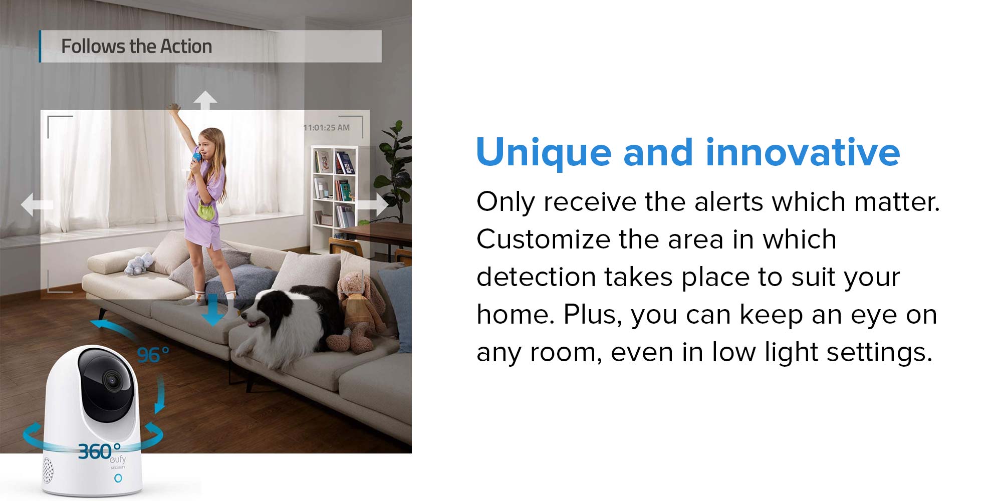 Security 2K Indoor Cam Pan & Tilt, Home Security Indoor Camera, Human and Pet AI, Works with Voice Assistants, Motion Tracking, Night Vision, MicroSD Card Required, HomeBase Not Required