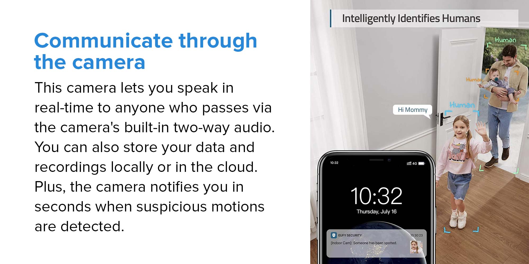 Security 2K Indoor Cam Pan & Tilt, Home Security Indoor Camera, Human and Pet AI, Works with Voice Assistants, Motion Tracking, Night Vision, MicroSD Card Required, HomeBase Not Required