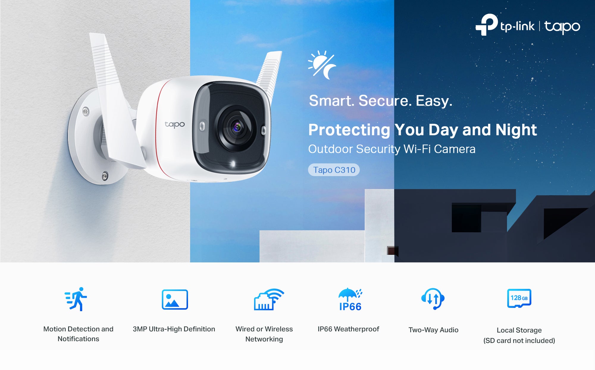 C310 Tapo Outdoor Smart Security Camera with Night Vision Mode, 3 MP