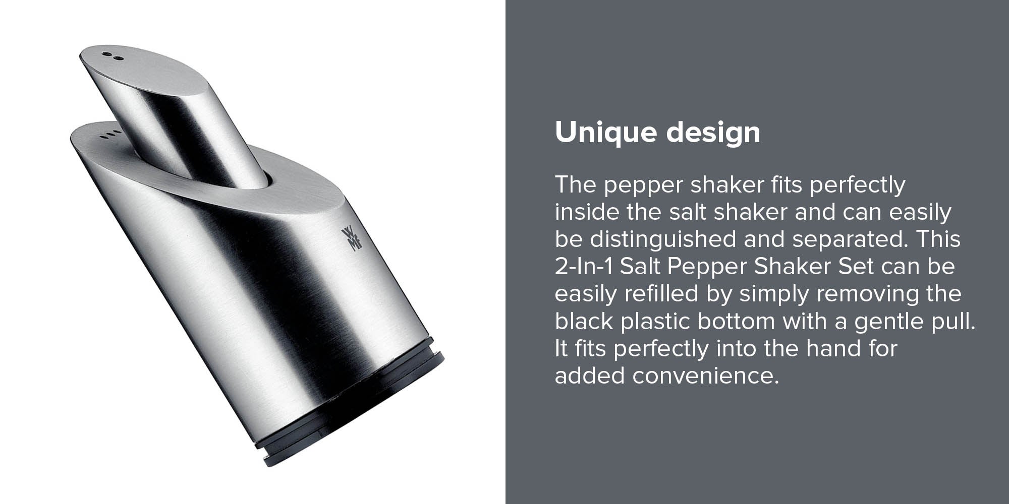 2-In-1 Salt Pepper Shaker Set Silver