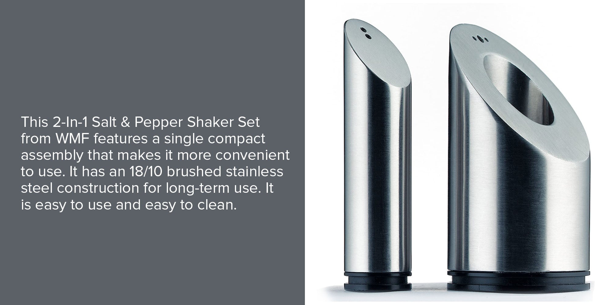2-In-1 Salt Pepper Shaker Set Silver