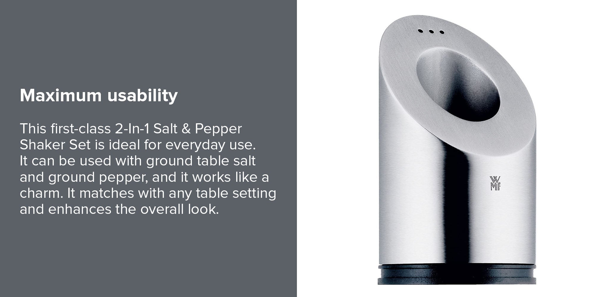2-In-1 Salt Pepper Shaker Set Silver